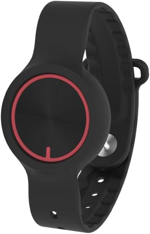 The VigilantHer band from the front, showing the SOS button face